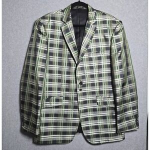 Angelino Mens Metallic Green Fashion Dinner Suit Jacket Formal Blazer Prom Night